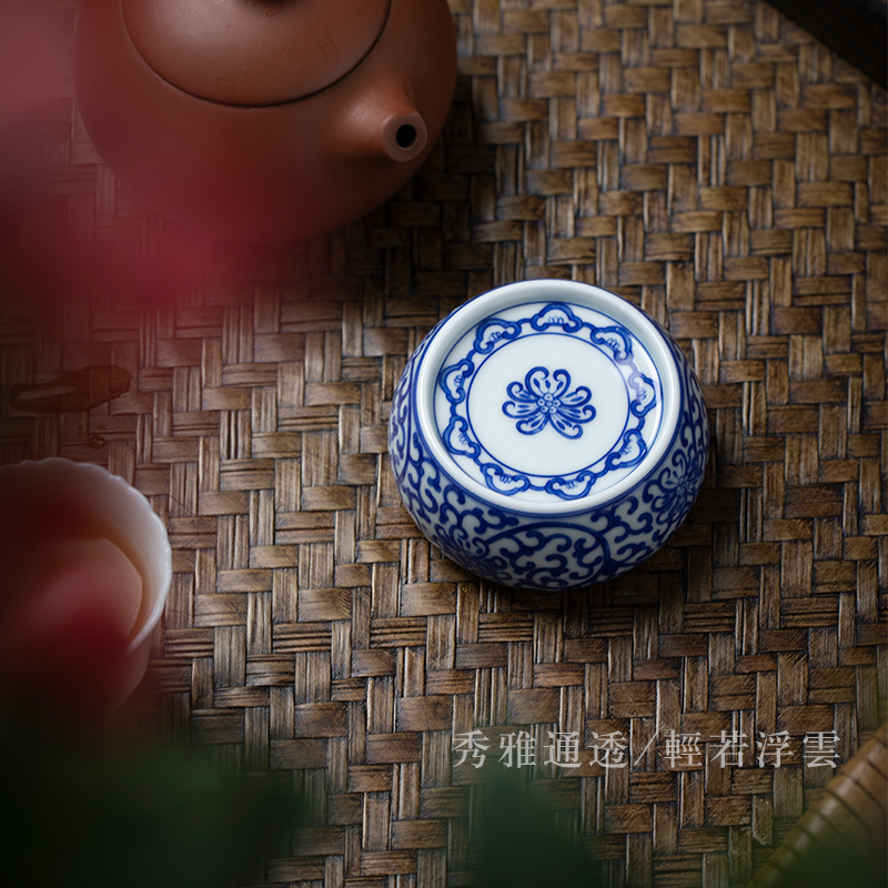 Cloud of jingdezhen blue and white manually operation bound branches cover buy antique cover frame lid kung fu tea taking with zero