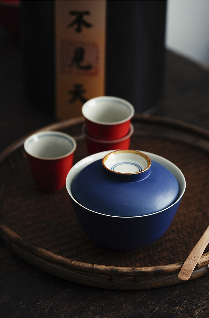 Coral red cloud art of jingdezhen checking out traditional ceramic tureen three to make tea bowl kung fu tea set