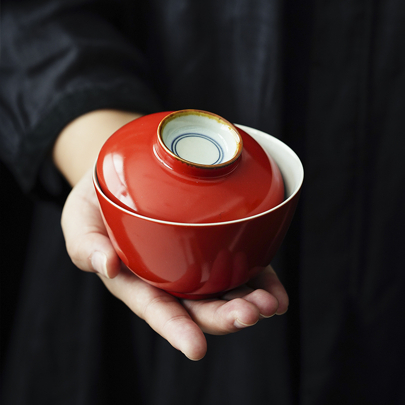 Coral red cloud art of jingdezhen checking out traditional ceramic tureen three to make tea bowl kung fu tea set