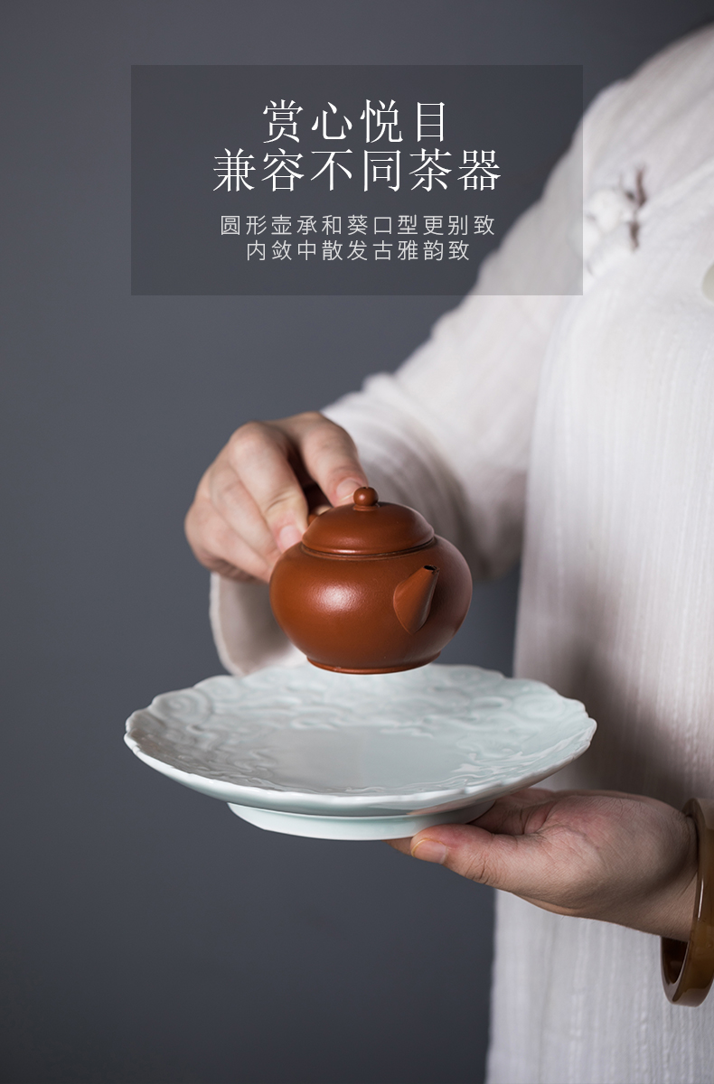 Cloud art of jingdezhen xiangyun crane carved by hand pot of bearing dry machine bed pan pot pot compote cup tea tray