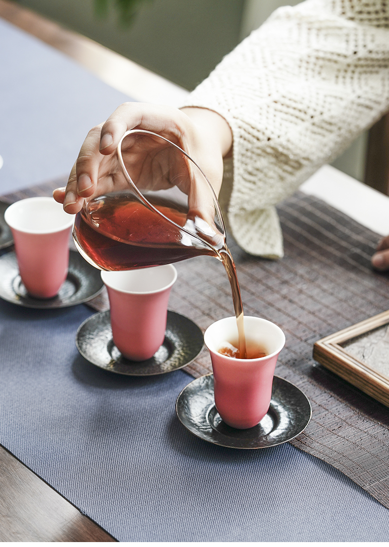 Cloud art of jingdezhen sample tea cup pure manual peach pink color glaze ceramic cup master cup kung fu tea cups