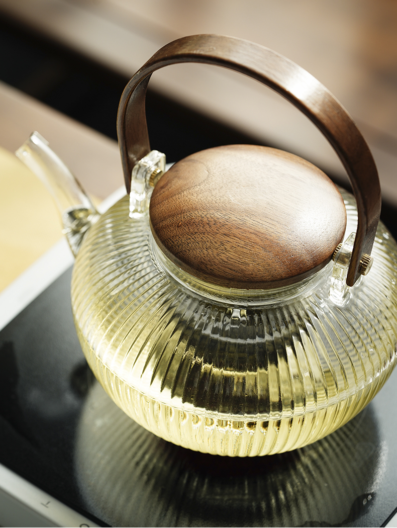 Cloud (vertical stripes high - temperature thickening glass teapot household heating electric TaoLu cooking pot fire boil tea