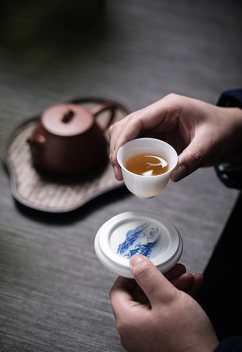 Cloud art of jingdezhen hand - made porcelain cover put incense inserted dual ceramic lid kung fu tea tea taking of spare parts