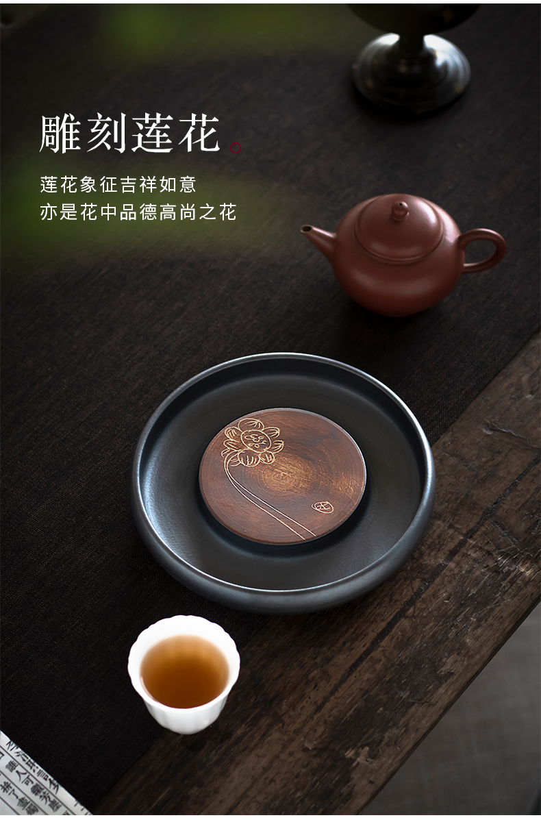 Jingdezhen rust by hand glaze lotus flower pot bearing pot foster pot tray was circular dry terms plate of Japanese tea taking with zero