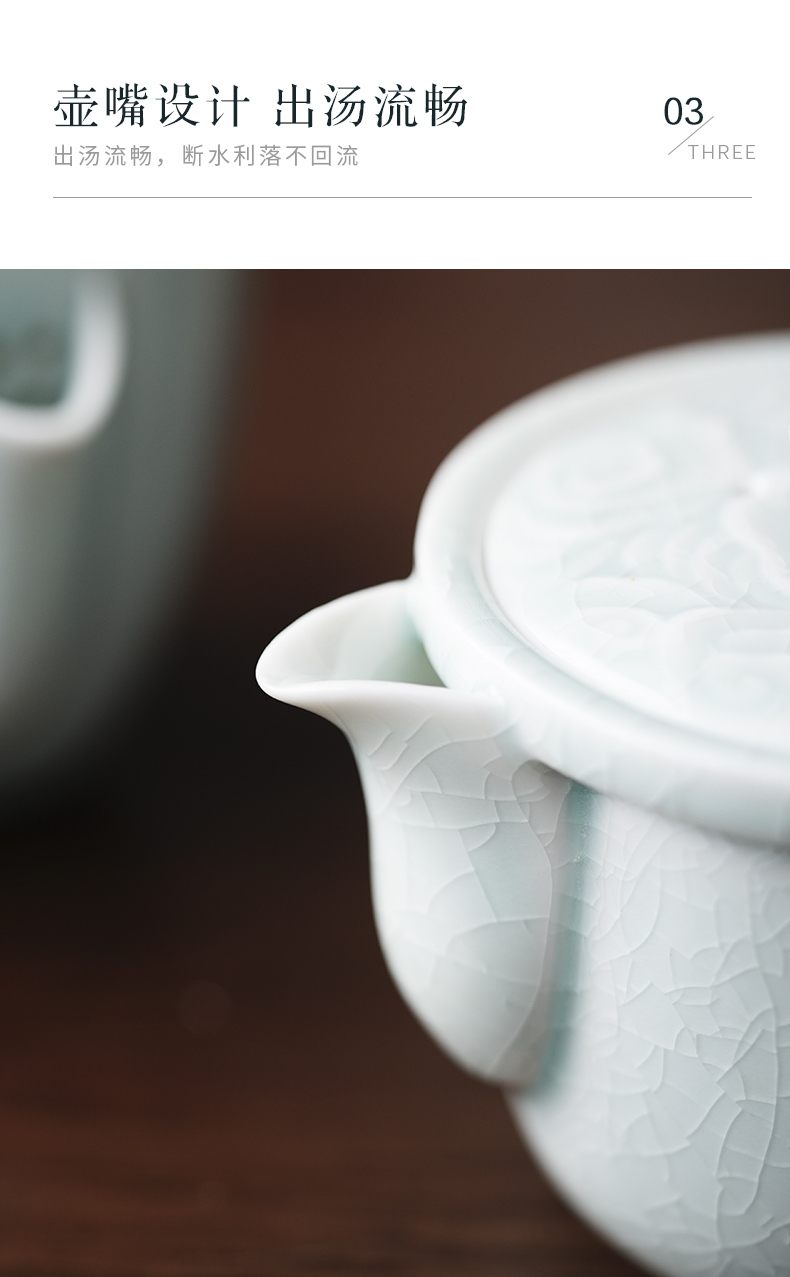 Cloud shadow art checking jingdezhen left up green hand grasp household ceramic cups single teapot lid bowl