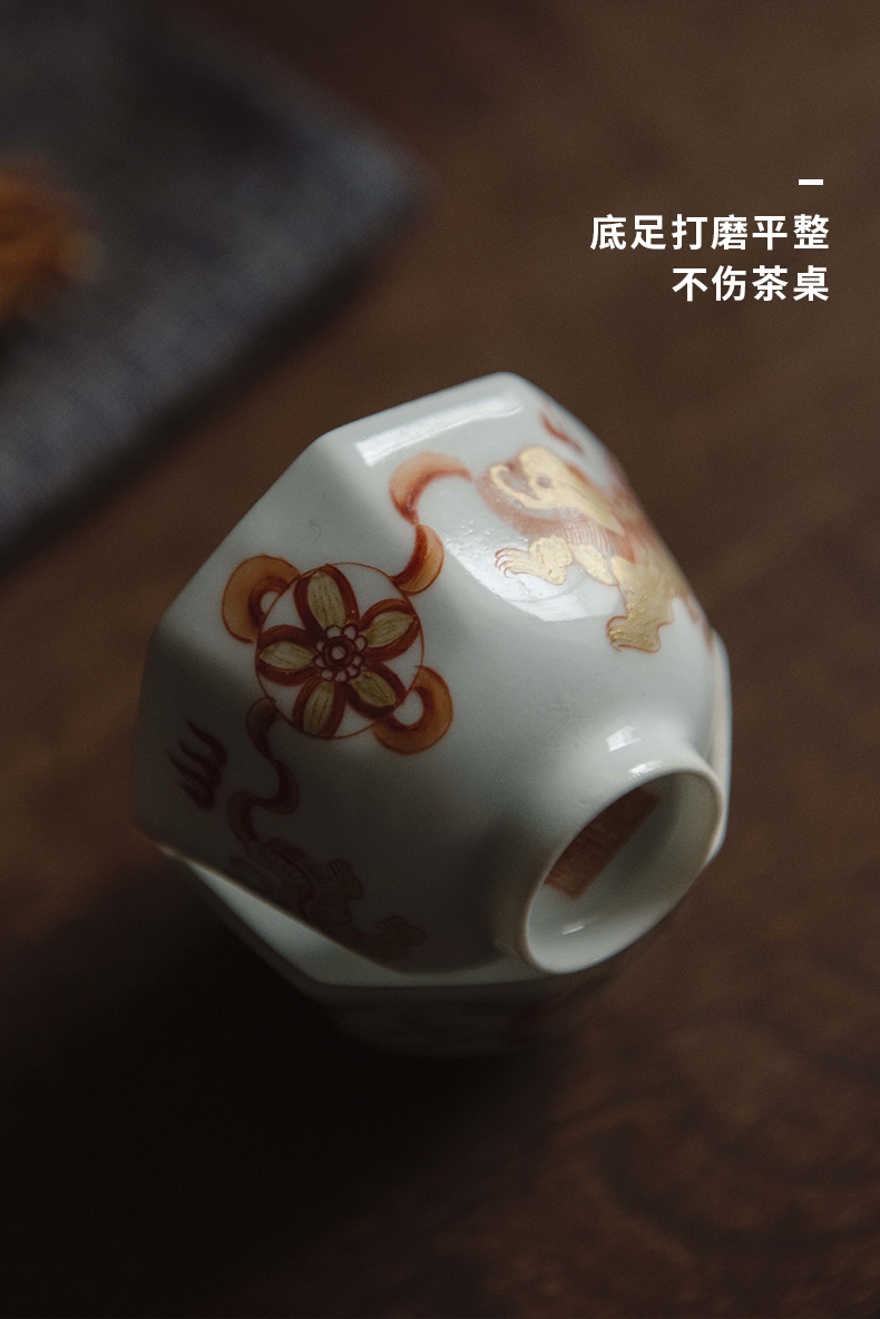 Cloud art of jingdezhen porcelain hand - made famille rose porcelain cup anise kung fu cup eight side small kung fu tea cups