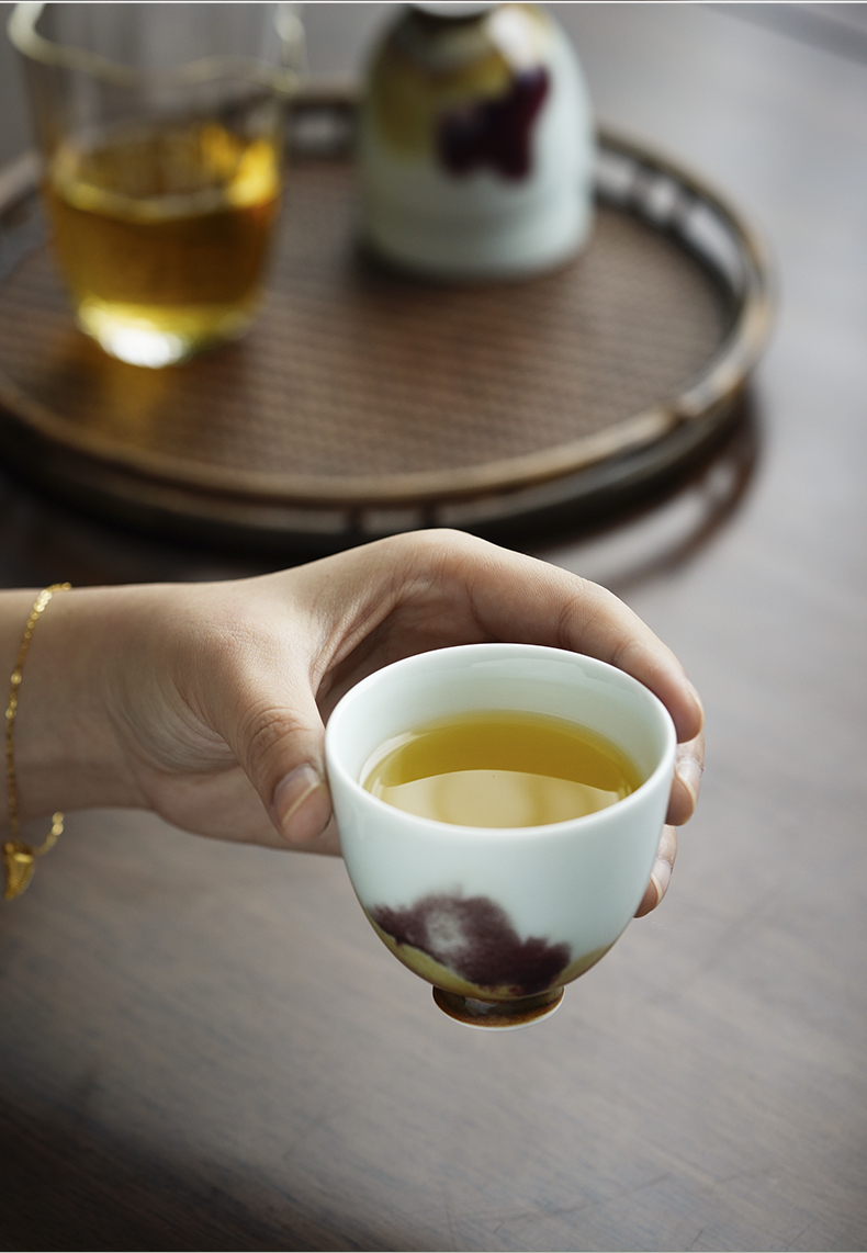 Cloud art of jingdezhen up with retro cup sample tea cup a single cup of ceramic tea set master cup kung fu tea cups