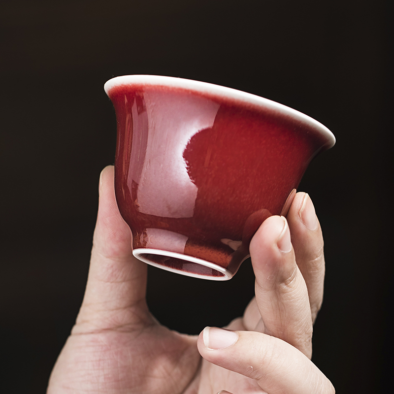 Cloud jingdezhen ceramics by hand operation ruby red glaze teacup kung fu master cup sample tea cup individual single CPU