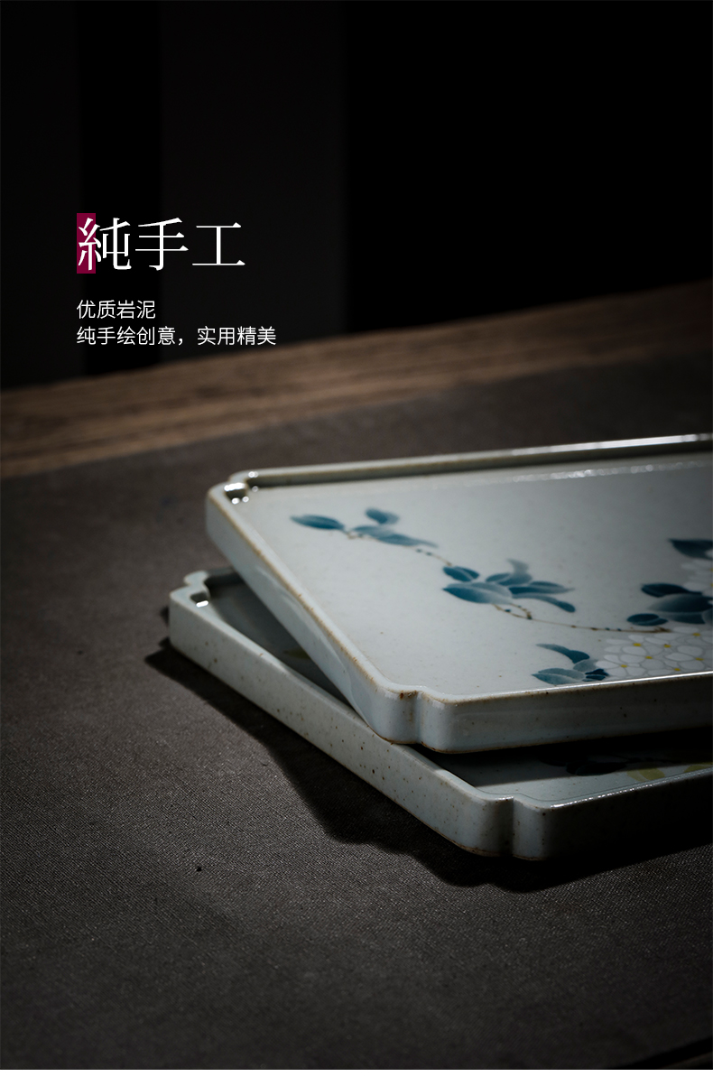 Cloud art of jingdezhen blue and white flower pot of hand - made of bearing pot holder, pot pad bearing cup tea tea tray was dry mercifully kung fu tea set