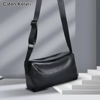 Shoulder bag crossbody bag for men simple new style genuine leather men's bag light luxury vegetable tanned cowhide trendy men's crossbody bag high-end