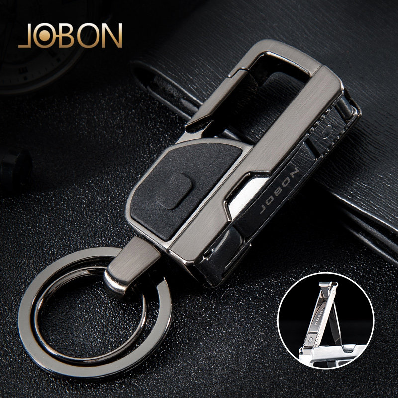 jobon Zhongbang keychain Men's multi-function metal LED light key pendant Car key chain personality creative