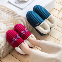 Winter Cotton Slippers Woman Postpartum Bag Heel Fleece Moon Shoes Home Non-slip Lovers Indoor Cotton Shoes Mens Autumn Winter