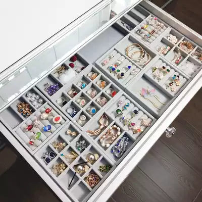 Jewelry box flannel earrings small jewelry box simple tray ring earrings hand display plate jewelry rack storage box