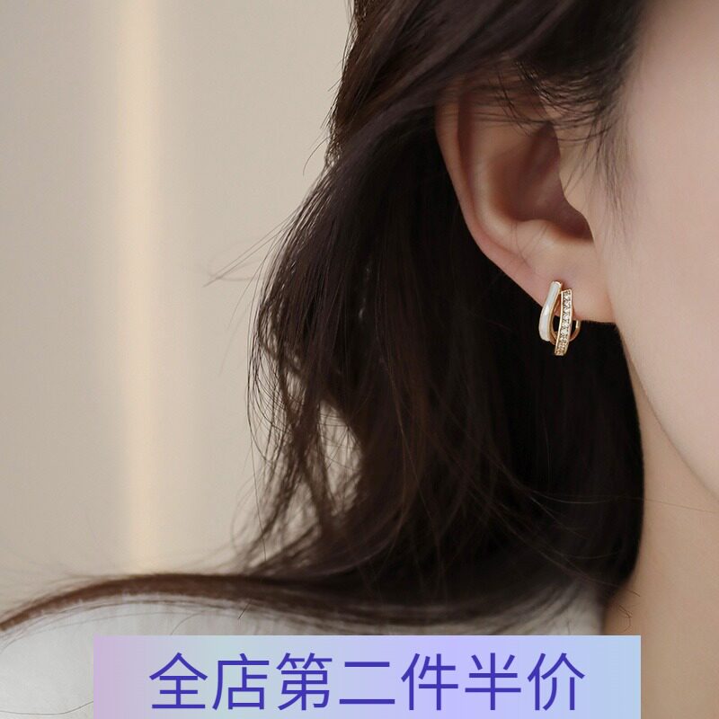 Style Mosquito Incense Tray Ear Clip Double Earrings Lukewarm Atmosphere Port Wind Ear Accessories No Pain Earrings Without Earthy Earrings Woman Light Extravaganza