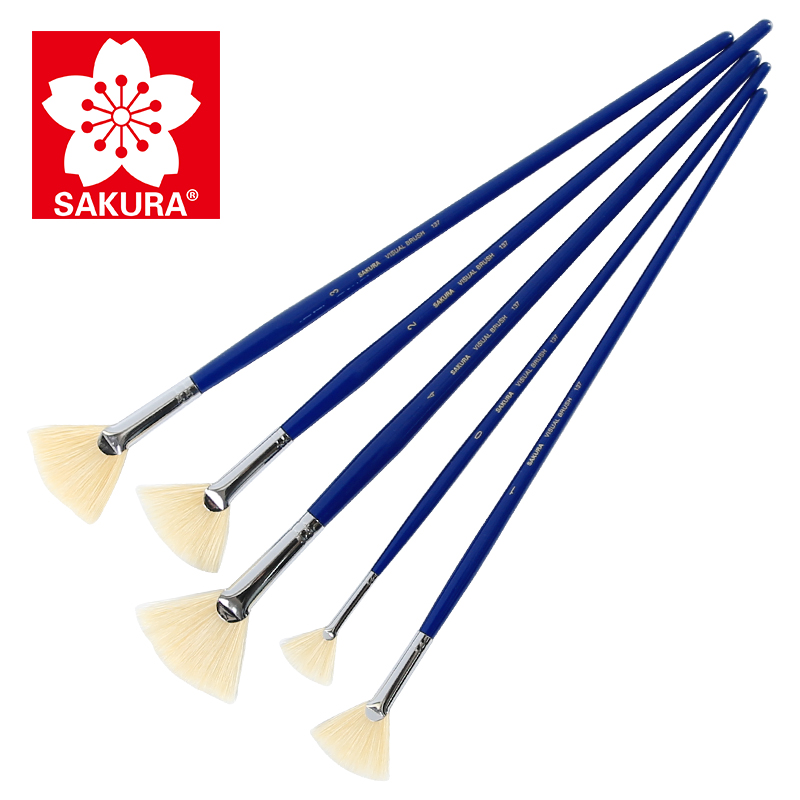 Japanese cherry blossom 137 bristle fan-shaped pen water powder oil brush acrylic brush long rod art paint brush beginners