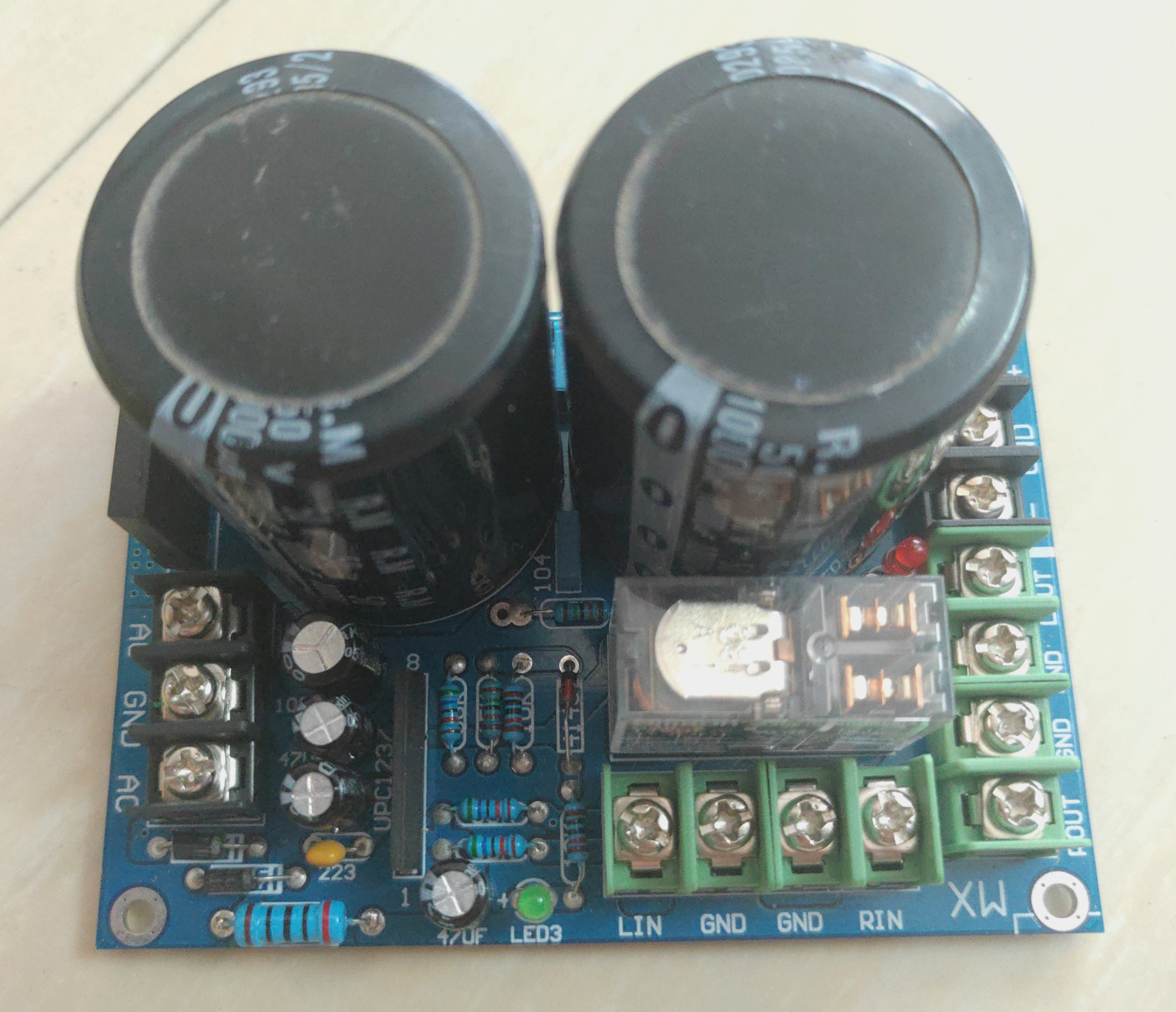 Rectifier filter power supply with horn protection integrated for the rear stage power amplifier PCB empty plate parts