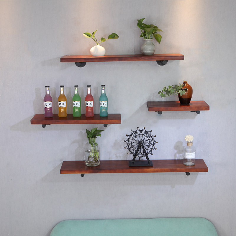 Wall Shelf Retro Solid Wood Separator Contained Wall-mounted LINED SEPARATOR IRON ART HOME WALL WINE RACK KITCHEN RACKS