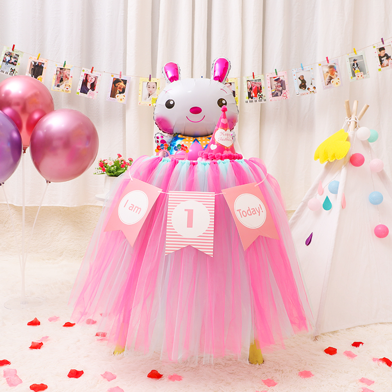 Birthday Decoration Baby Age Scene Arrangement Table Yarn Dress Party Groveling Body Festival Daily Necessities Tablecu children's venue