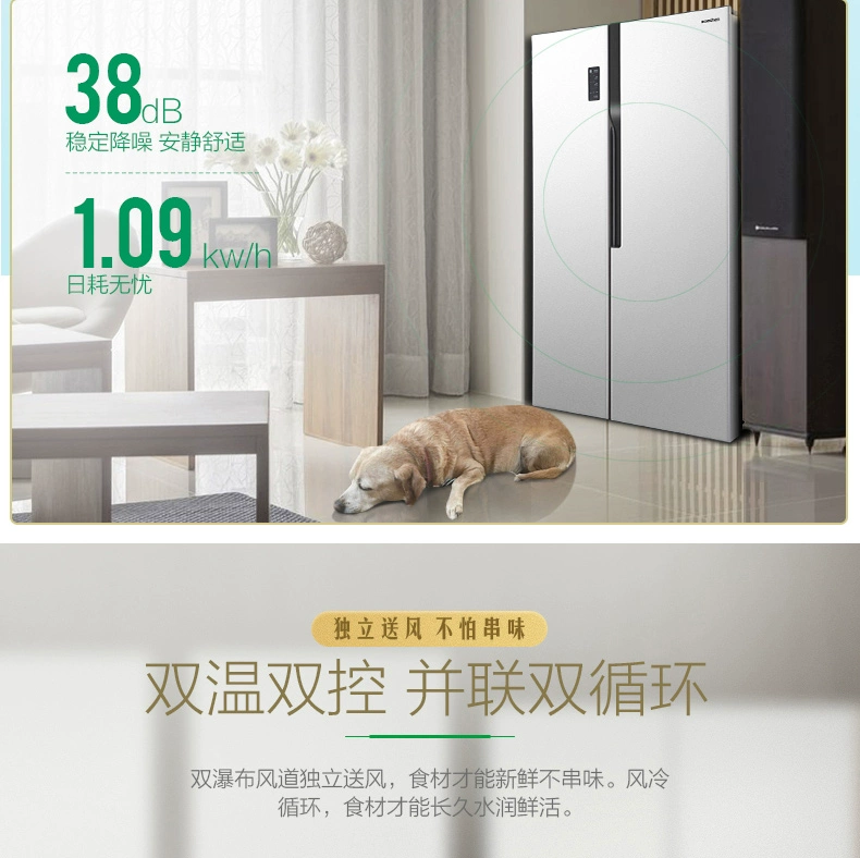 Tủ lạnh gia đình Ronshen / Rongsheng BCD-532WD11HP đôi cửa để mở cửa chuyển đổi tần số bạc không sương tủ lạnh 110 lít