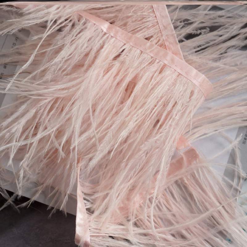 White Ostrich Feather Stage Encrypted DIY Decorative Feather South African Material Cloth Belt Clothing Edge High Quality Colorful