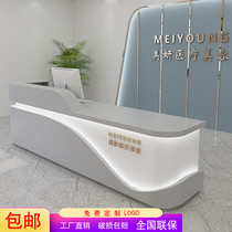  Company front desk reception desk paint simple hair salon service desk information desk beauty salon bar counter cashier customization