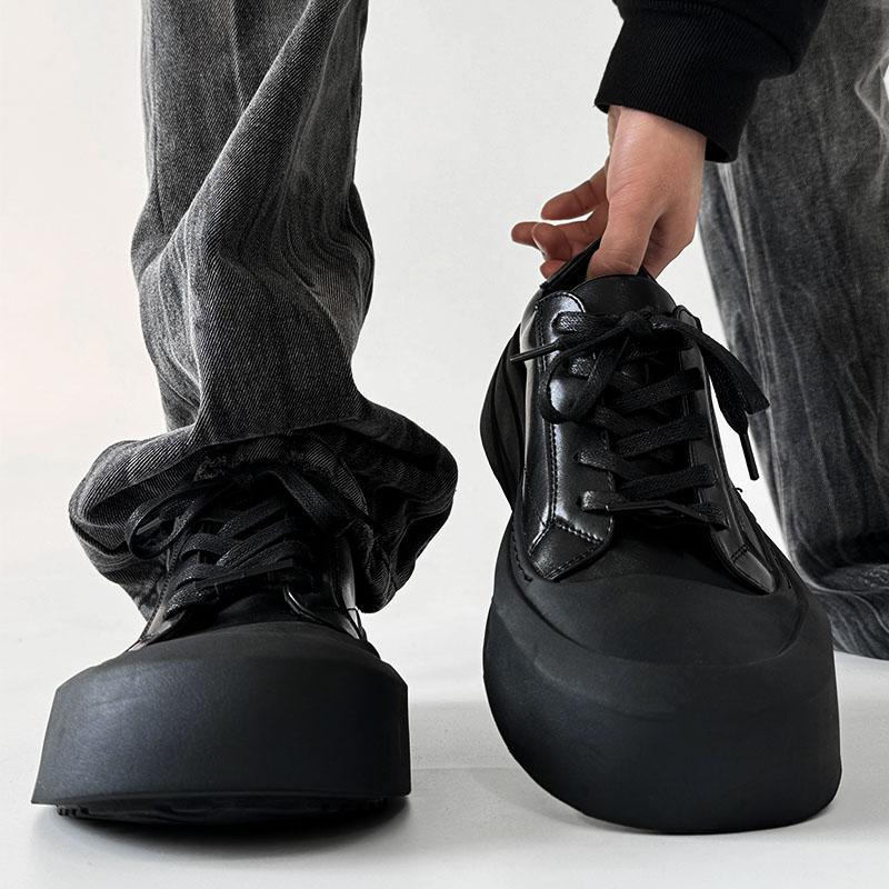 American-Style Black Warrior Sneakers for Men and Women, Niche Couple's Large-Toe Canvas Shoes, Flat-Soled Commuting Derby Shoes, Versatile Biscuit Shoes