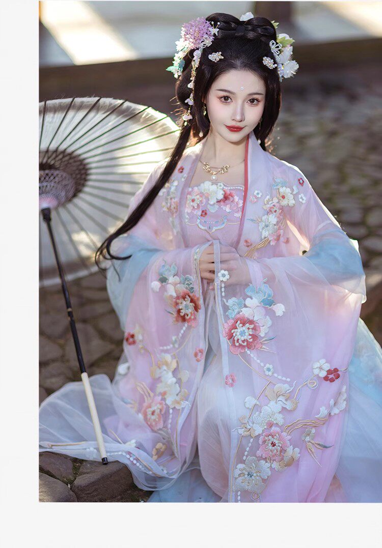 Китайцы одежда наборы 新款原创【玉水轻鸾】刺绣吊带超仙汉服南北朝国风大典走秀明星款