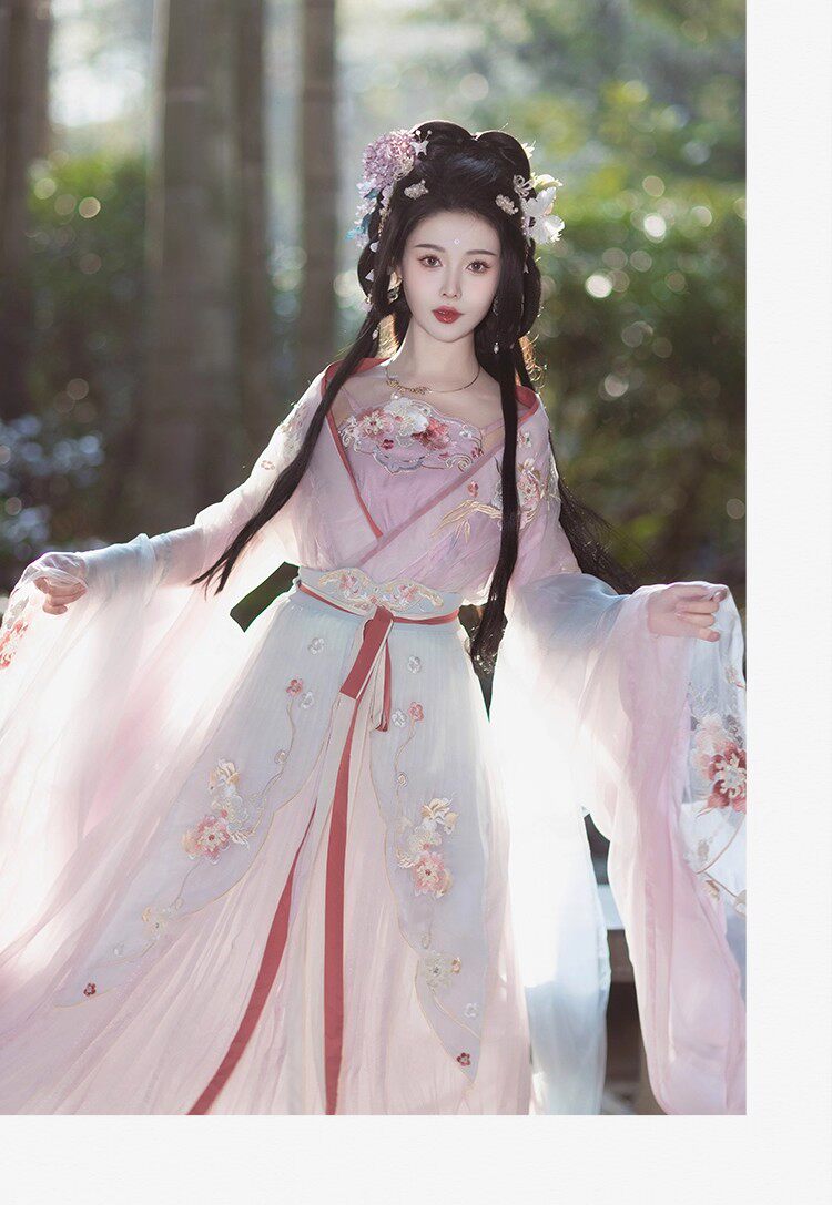 Китайцы одежда наборы 新款原创【玉水轻鸾】刺绣吊带超仙汉服南北朝国风大典走秀明星款