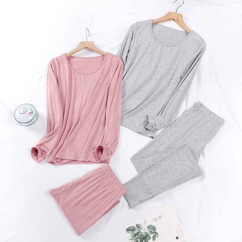Modale Great Size Underwear Women Suit Summer Round Collar Autumn Clothes Sanitary Pants Wear Beating Bottom Tight Fit Slim Fit