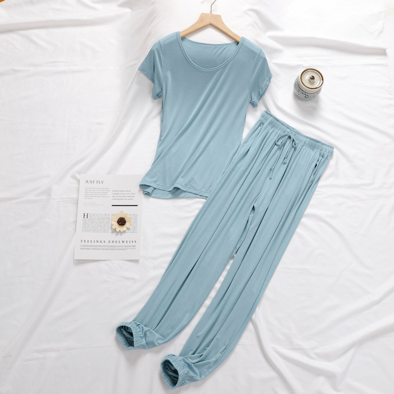 Casual Pure Color Spring and Summer Pajamas for Women 2026 New Modal Thin Home Wear Two-Piece Set That Can Be Worn Outside in Spring and Summer
