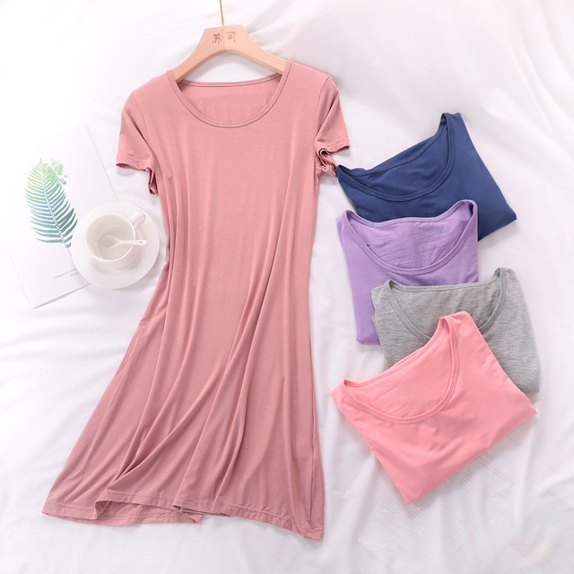 Pajamas for women spring and summer 2024 new nightgown long modal large size loose elastic bottoming outer wear home clothes