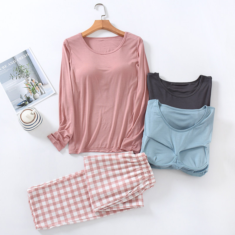 Summer with chest pajamas lady spring summer and summer pure cotton thin 2023 new casual home suit two pieces of summer suit
