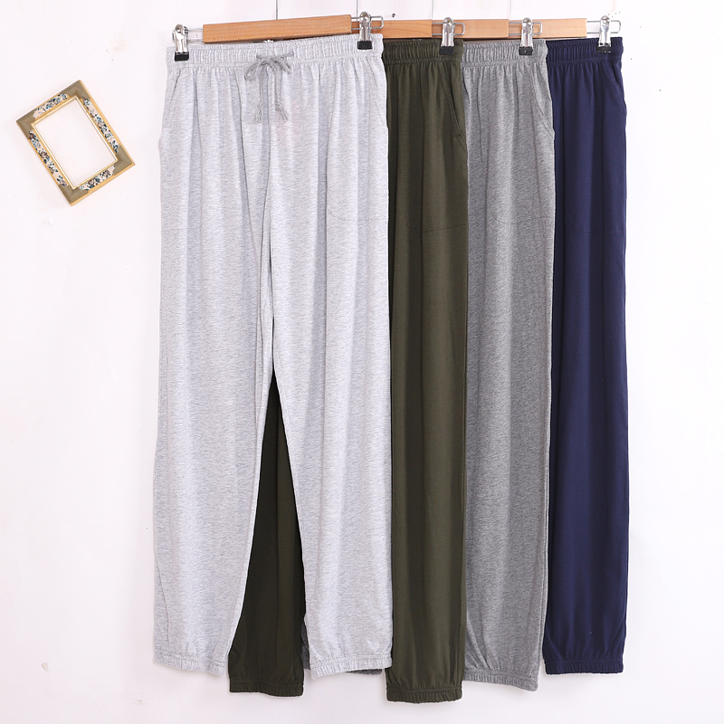 Cotton pajama pants for men and women 2022 spring, autumn and summer new simple solid color beamed trousers loose large size home pants