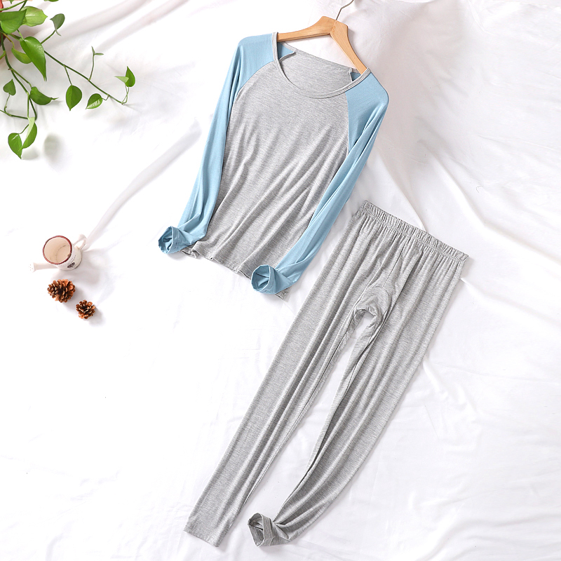 Modal underwear set ladies thin spring and summer bottoming tight inner wear warm large size elastic round neck all-match summer