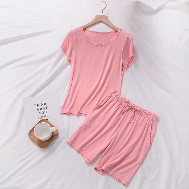 Modal Pyjama Quần short tay ngắn dành cho nữ Thiết lập dịch vụ gia đình hai mảnh rộng Kích thước lớn Mùa hè Phần mỏng có thể mặc được bên ngoài - Nam giới