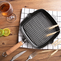 24cm uncoated cast iron steak pan striped steak tray special barbecue pan thick pan non-stick pan teppanyi