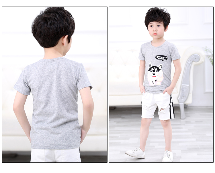 Trẻ em ngắn tay t-shirt cotton nam áo sơ mi Hàn Quốc phiên bản của dưới cùng của cậu bé lỏng mùa hè nữ 6 quần áo trẻ em 3 tuổi 5 áo mới