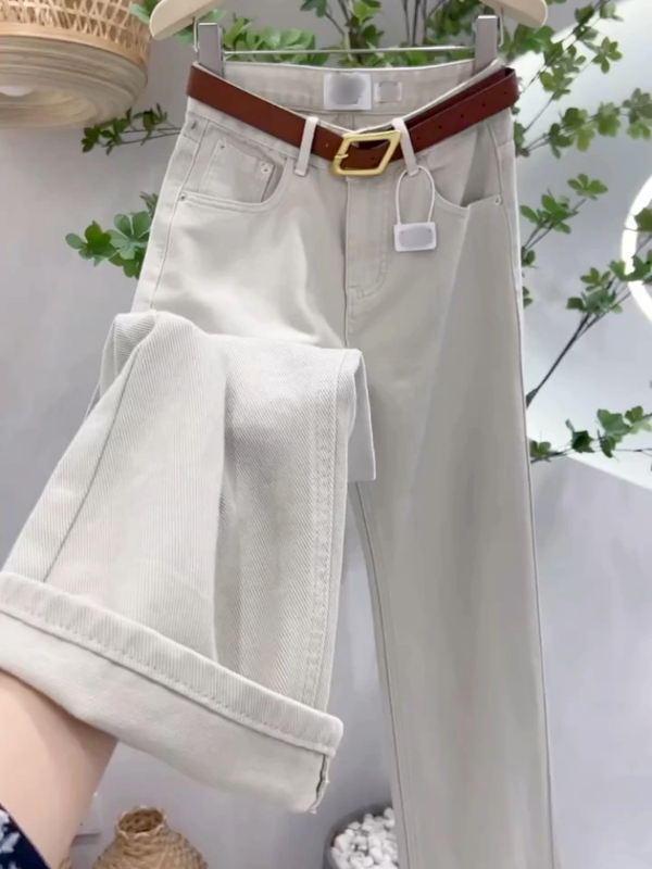 Apricot Straight-Leg Wide-Leg Jeans for Women 2026 New Summer High-Waisted Loose Slimming Soft Light-Colored Drapey Long Pants Apricot Straight-Leg Wide-Leg Jeans for Women 2026 New Summer High-Waisted Loose Slimming Soft Light-Colored Drapey Long Pants