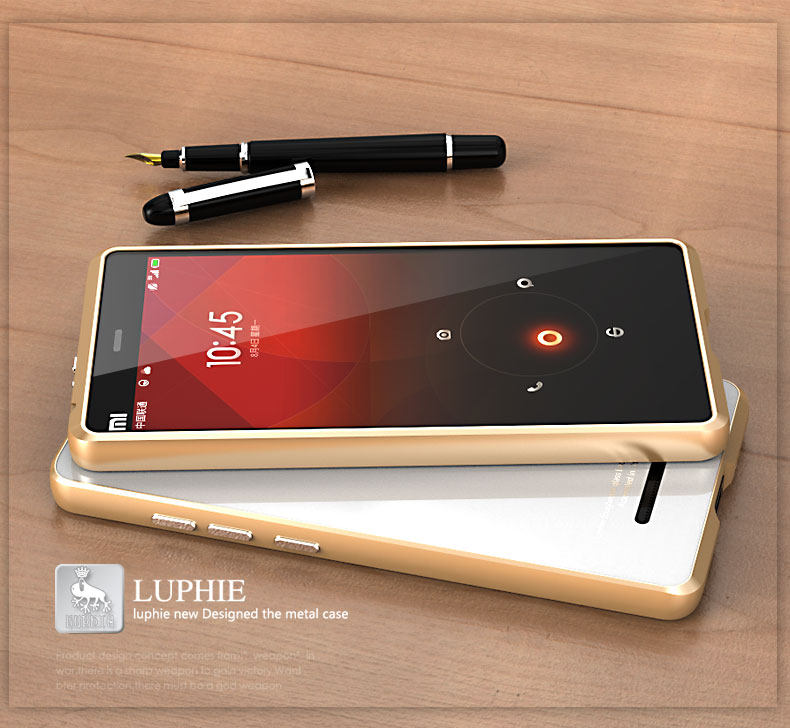 Luphie Aircraft Aluminum Metal Frame 9H Tempered Glass Back Cover Case for Xiaomi Mi 4C