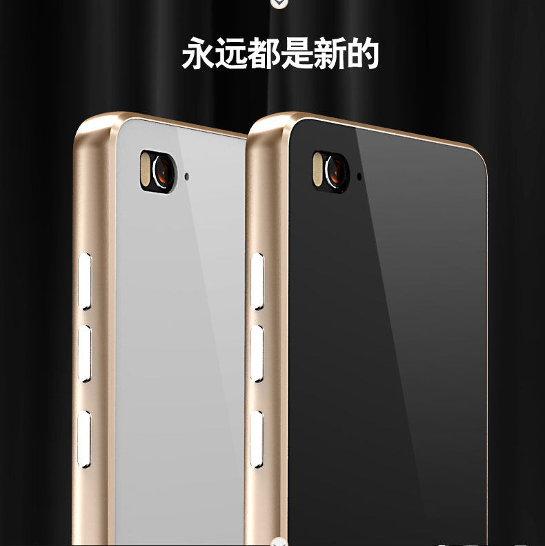 Luphie Aircraft Aluminum Metal Frame 9H Tempered Glass Back Cover Case for Xiaomi Mi 4C