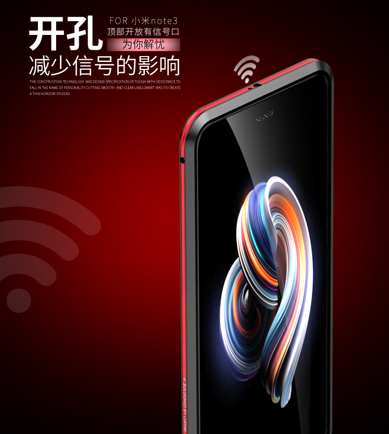 Luphie Bicolor Blade Sword Slim Light Aluminum Bumper Metal Shell Case for Xiaomi Mi Note 3