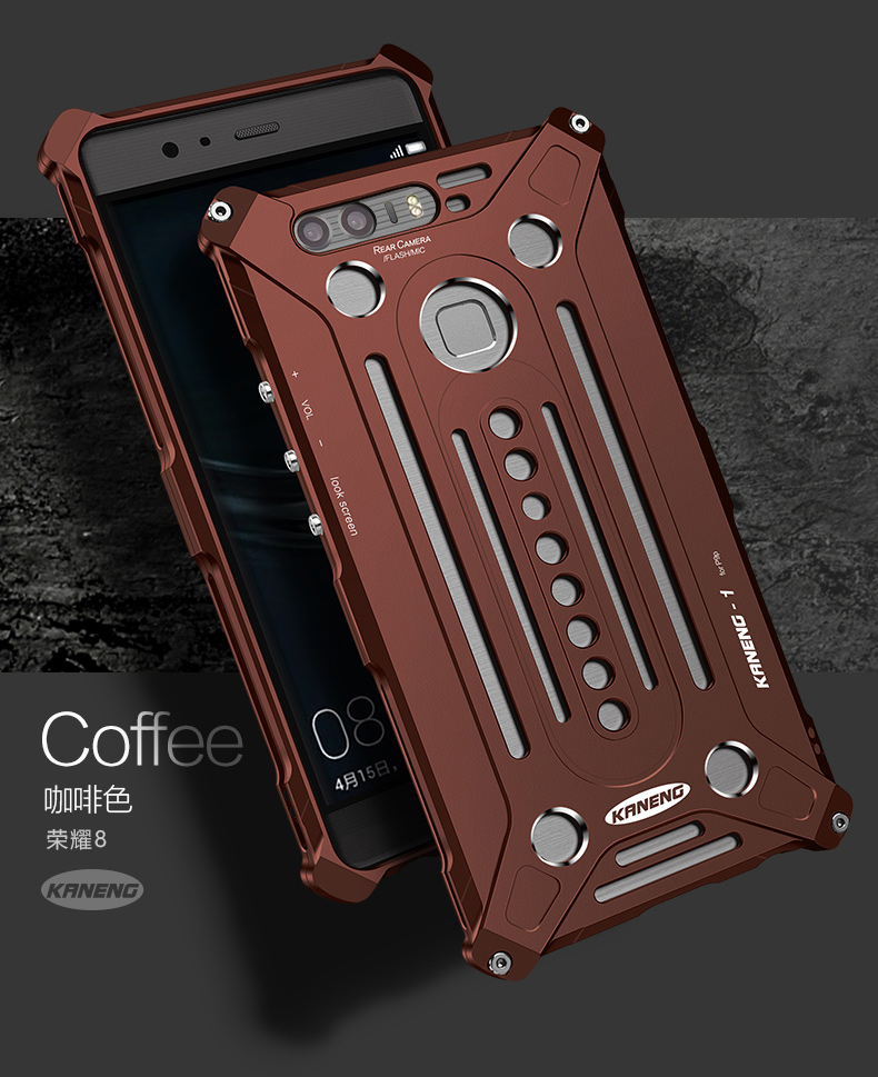 KANENG Powerful Aluminum Shell Shockproof Aerospace Metal Case Cover for Huawei Honor 8