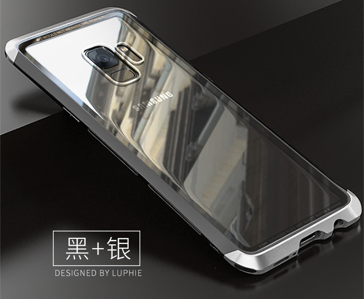 Luphie Nunchaku Airframe Metal Frame Air Barrier Tempered Glass Back Case Cover for Samsung Galaxy S9 Plus & Samsung Galaxy S9