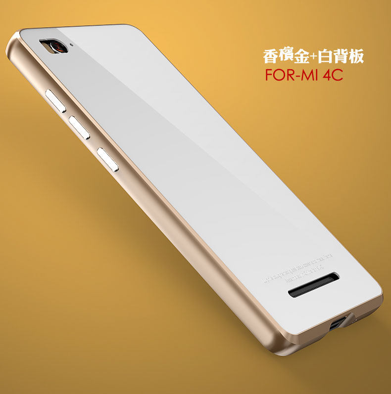 Luphie Aircraft Aluminum Metal Frame 9H Tempered Glass Back Cover Case for Xiaomi Mi 4C