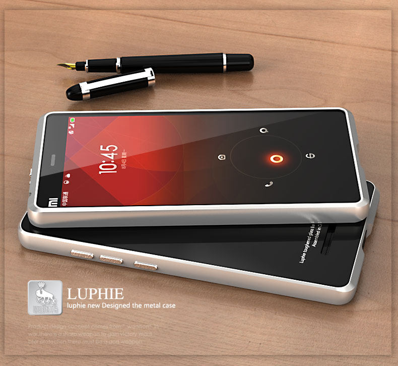 Luphie Aircraft Aluminum Metal Frame 9H Tempered Glass Back Cover Case for Xiaomi Mi 4C