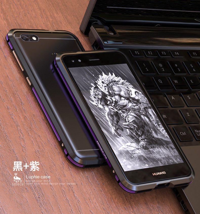 Luphie Bicolor Blade Sword Slim Light Aluminum Bumper Metal Shell Case for Huawei Enjoy 7