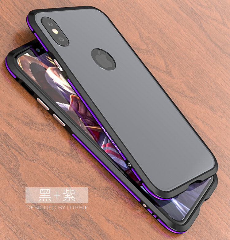 Luphie Bi-Color Blade Sword Slim Light Aluminum Bumper Frosted PC Back Cover Case for Apple iPhone X