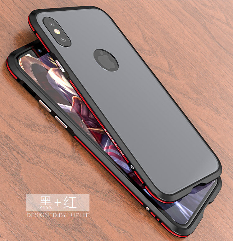 Luphie Bi-Color Blade Sword Slim Light Aluminum Bumper Frosted PC Back Cover Case for Apple iPhone X