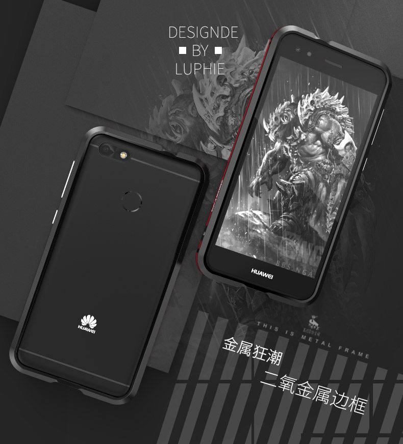 Luphie Bicolor Blade Sword Slim Light Aluminum Bumper Metal Shell Case for Huawei Enjoy 7