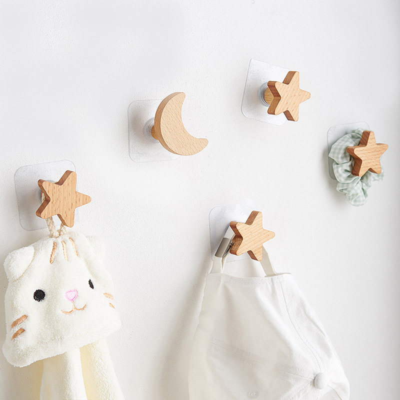 Nordic Cuddly Hook Bedroom Wall Creative Girl Hearts Children's Cloakhood Doorway Frescoes Free of perforated hanging clothes hooks